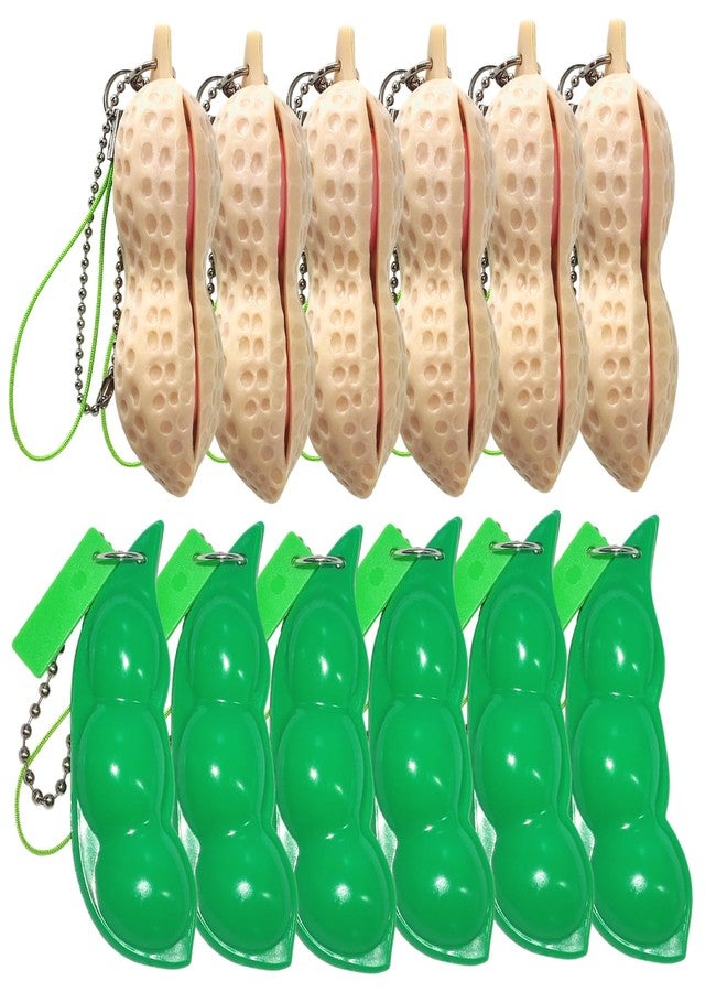 Ganjiang 12PCS Squeeze Bean Keychain Fidget Toys for Skin Picking, Pea Pod Sensory Fidget Toys,Peanut Poppers Fidget Toy,Stress Relief Toys,Party Favors - Image 2